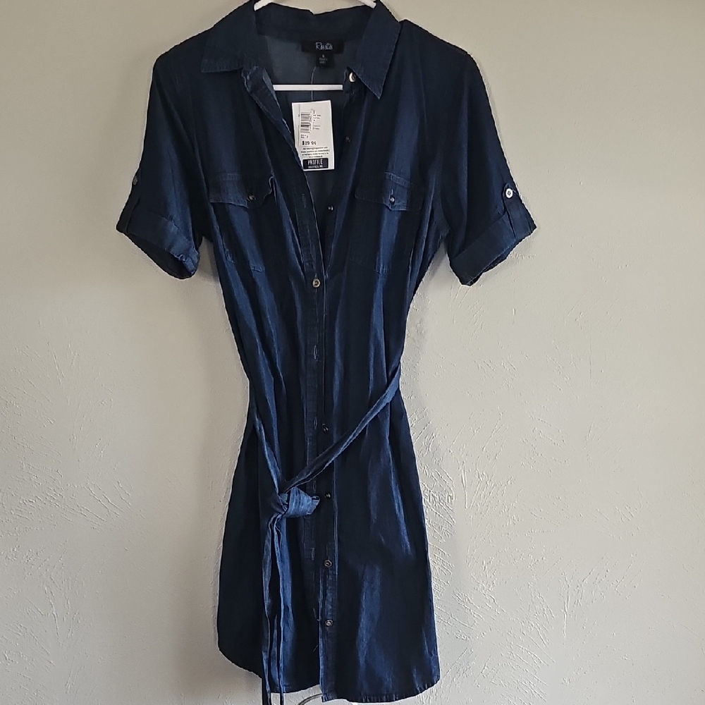 Lightweight Bluejean Button-Up Midi Dress